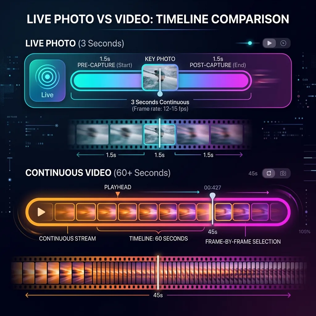 Timeline Comparison of Live Photo and Video